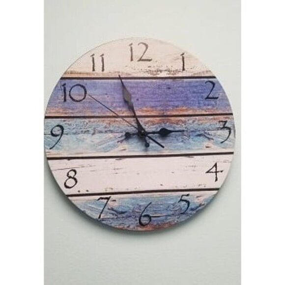 New Rustic Beach Wall Clock 12" Round, Silent Non Ticking Quartz Battery Operate - Picture 2 of 2